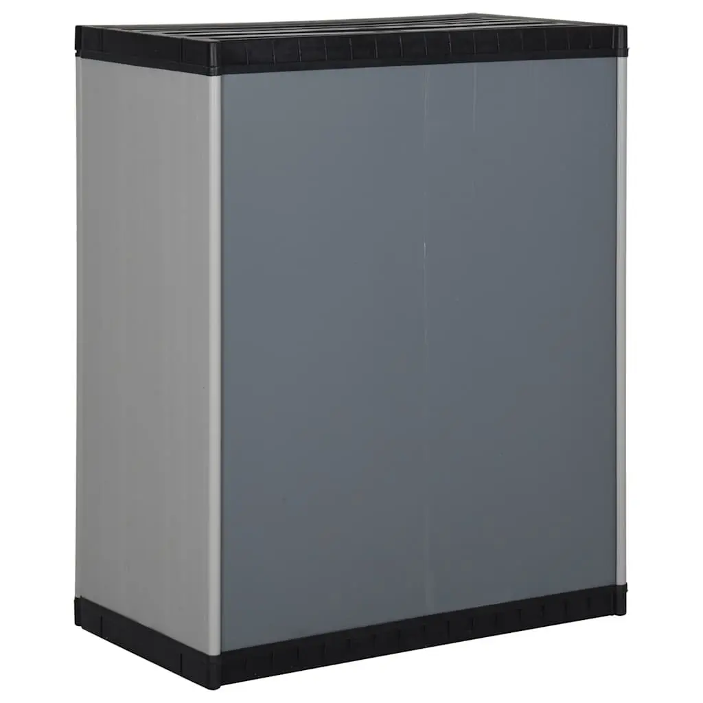 Garden Storage Cabinet PVC Grey 68W x 40D x 85H cm with 1 Shelf Outdoor Patio Deck Lockable Organiser