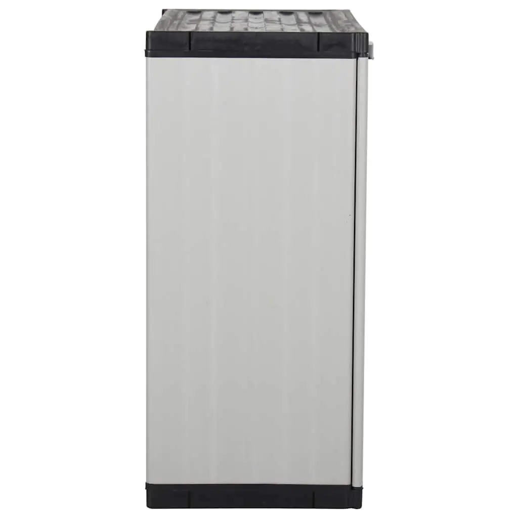 Garden Storage Cabinet PVC Grey 68W x 40D x 85H cm with 1 Shelf Outdoor Patio Deck Lockable Organiser