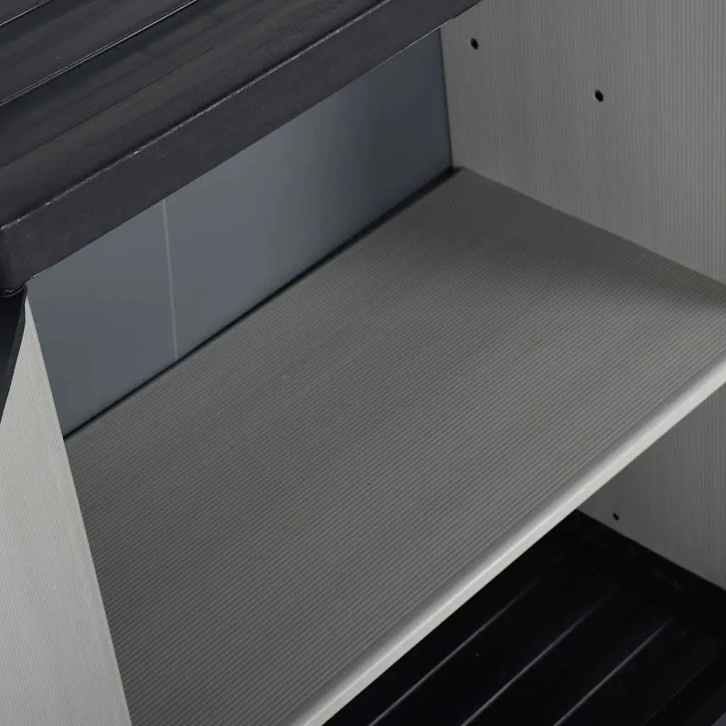 Garden Storage Cabinet PVC Grey 68W x 40D x 85H cm with 1 Shelf Outdoor Patio Deck Lockable Organiser