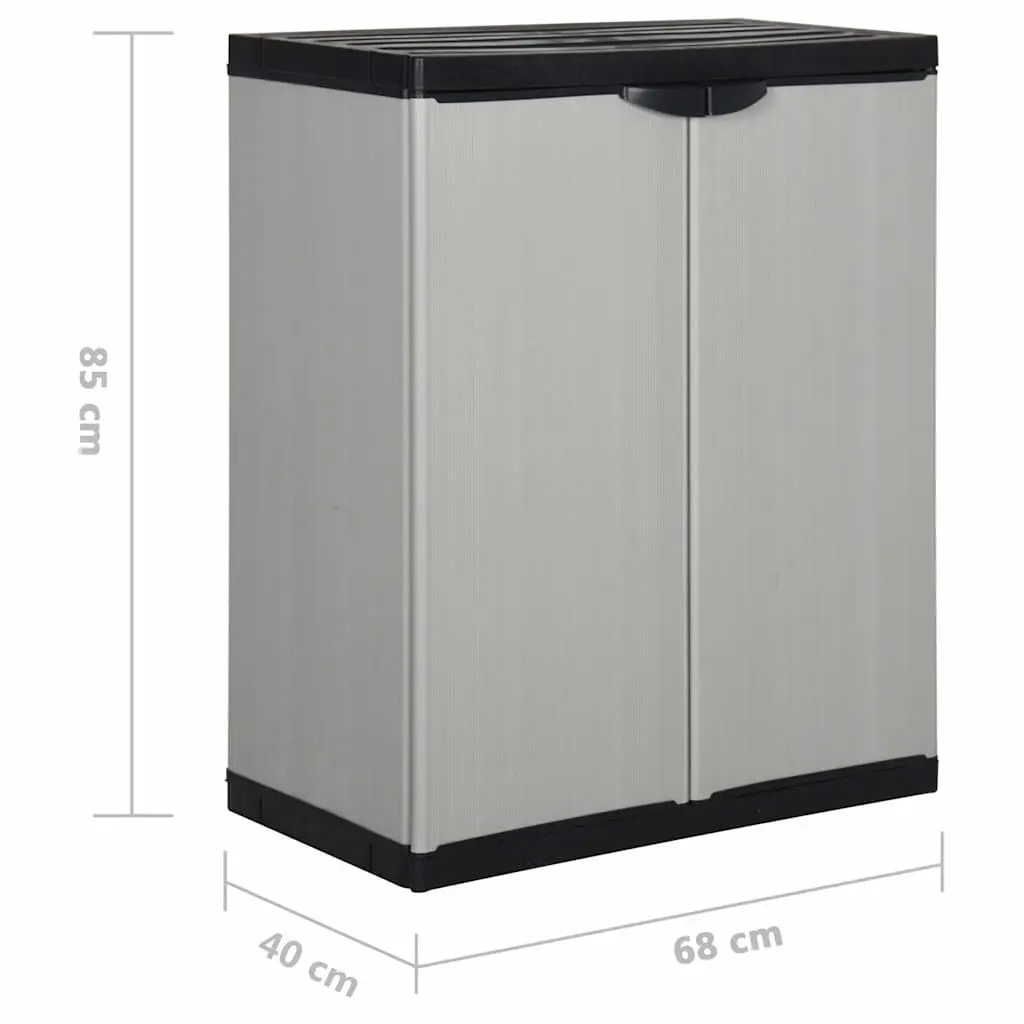 Garden Storage Cabinet PVC Grey 68W x 40D x 85H cm with 1 Shelf Outdoor Patio Deck Lockable Organiser