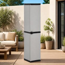 Sturdy Grey and Black Garden Storage Cabinet with 3 Shelves