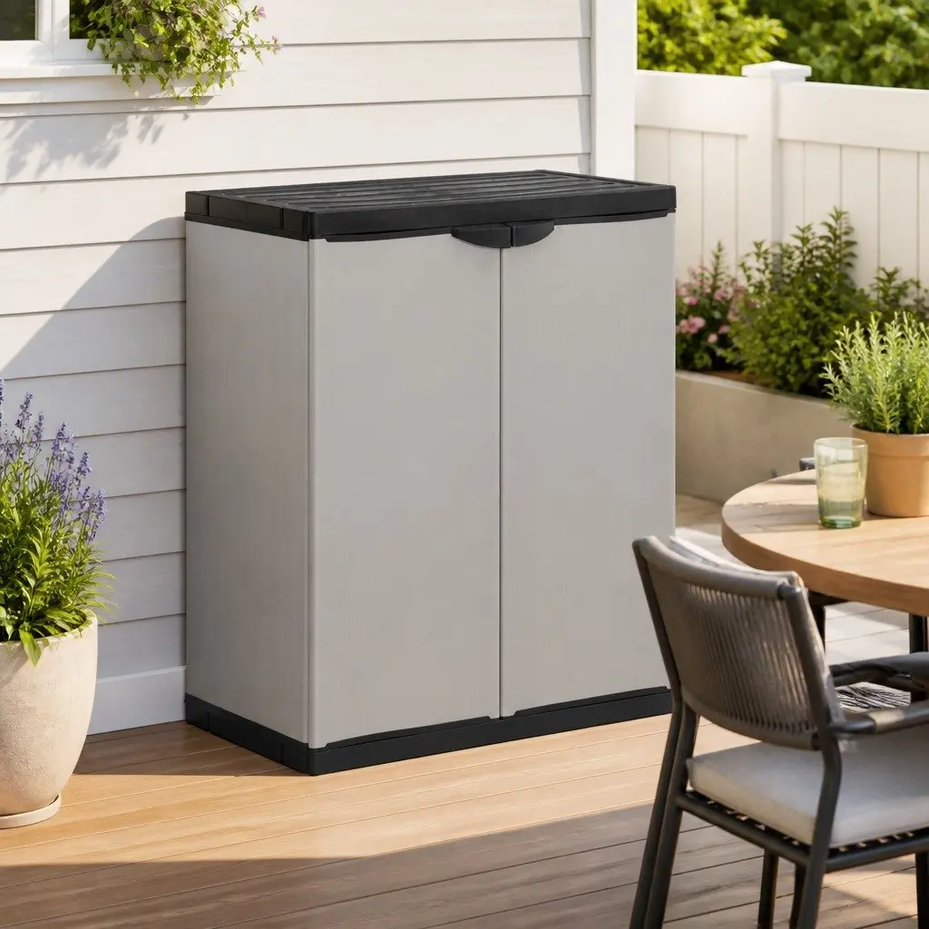 Garden Waste Cabinet in Grey and Black