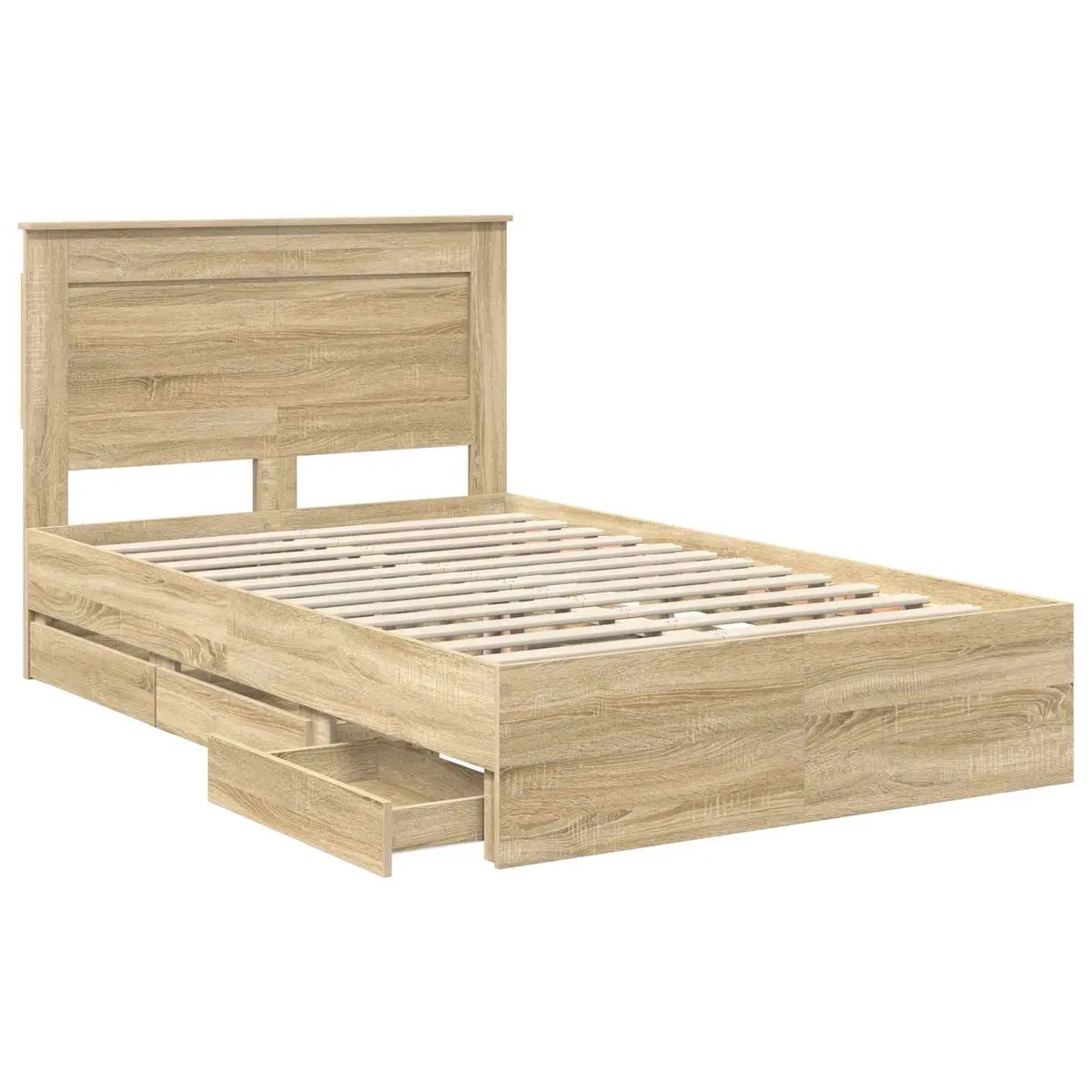 Bed Frame Engineered Wood 135 x 190 cm Sonoma Oak Modern