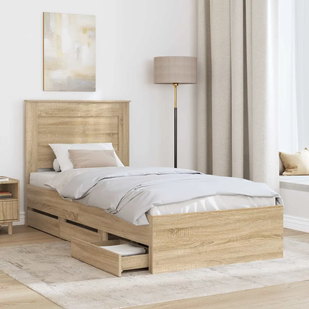 Bed Frame with Storage Drawer 90 x 190 cm