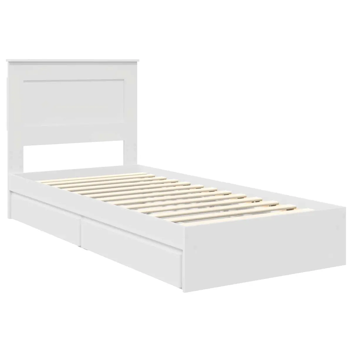 Storage Bed Frame with Headboard White 90 x 190 cm