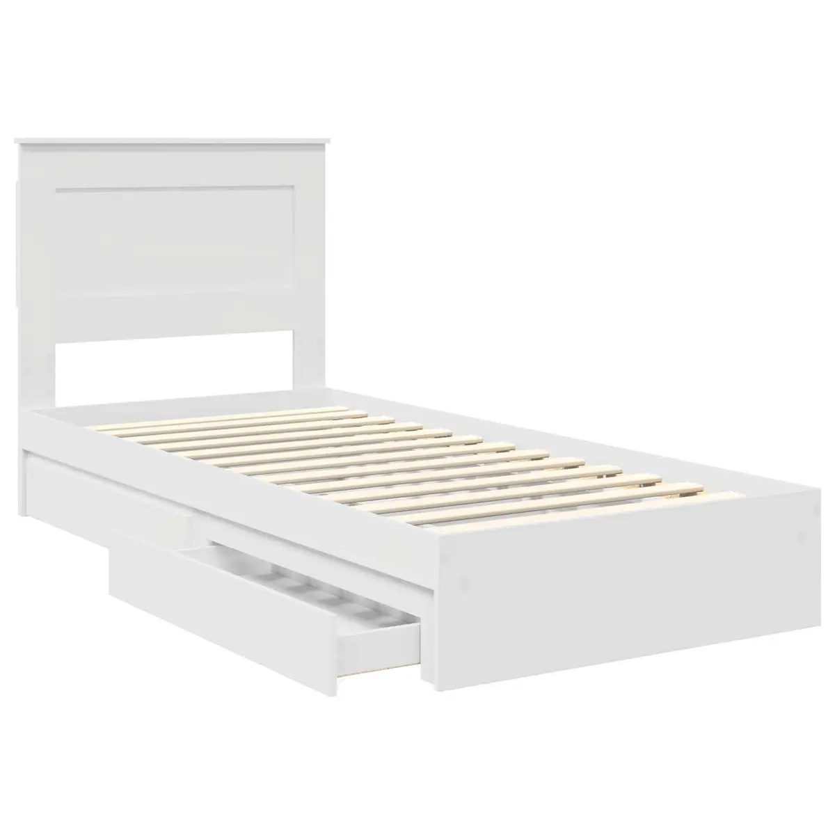 Storage Bed Frame with Headboard White 90 x 190 cm