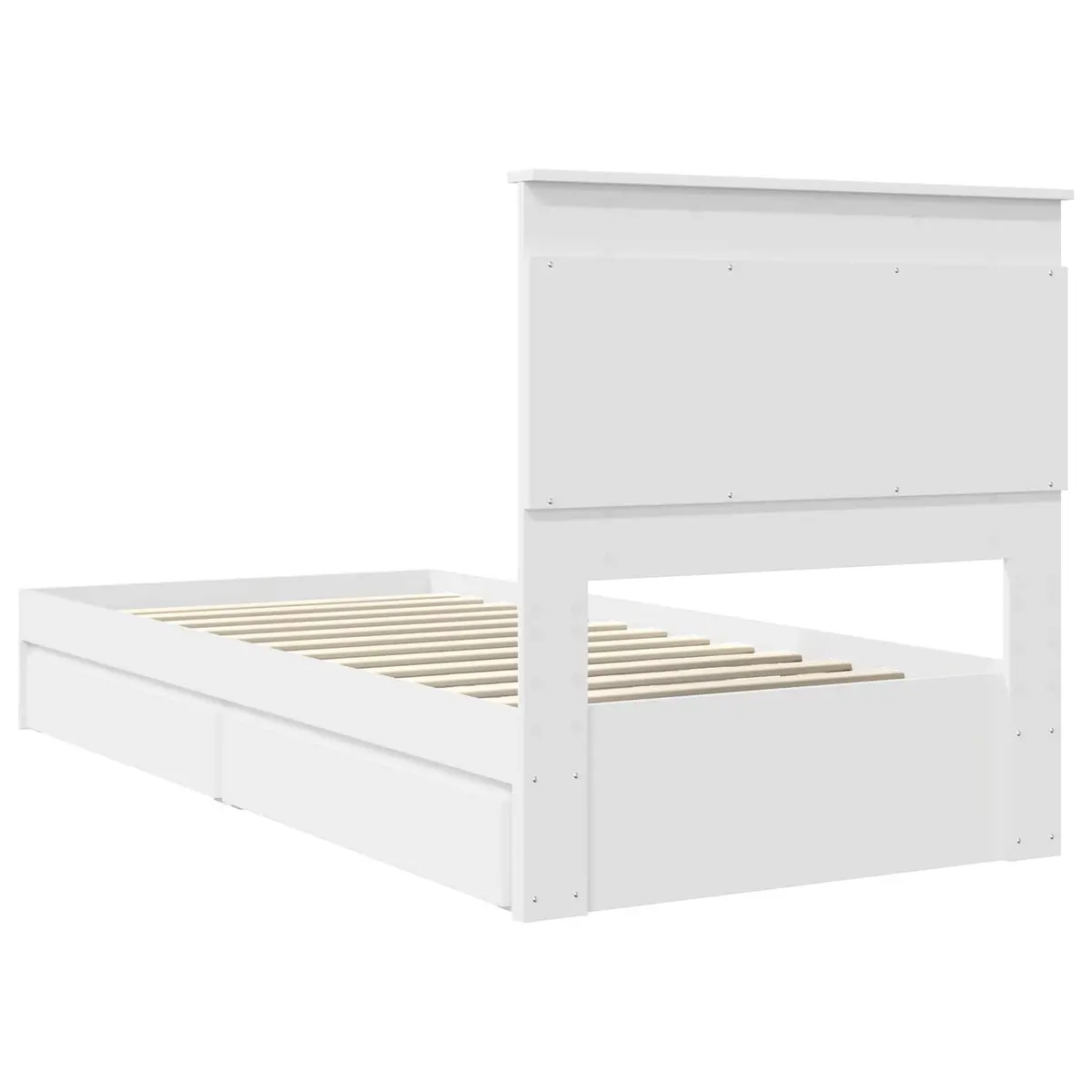 Storage Bed Frame with Headboard White 90 x 190 cm