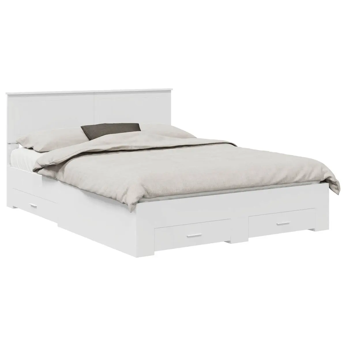 White Bed Frame with Storage Drawers 150 x 200 cm