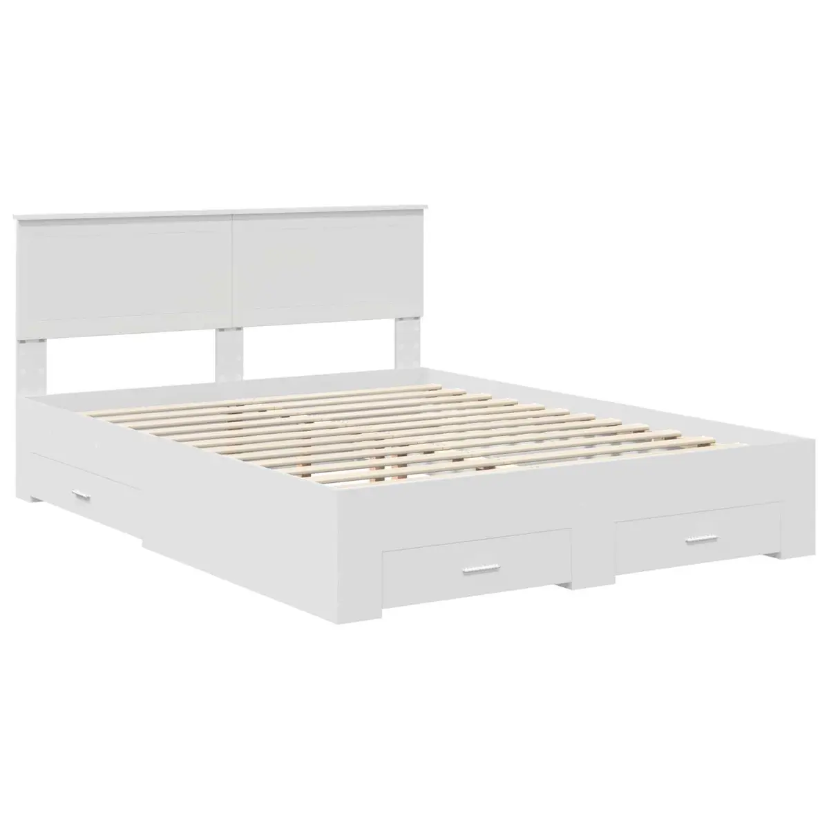 White Bed Frame with Storage Drawers 150 x 200 cm