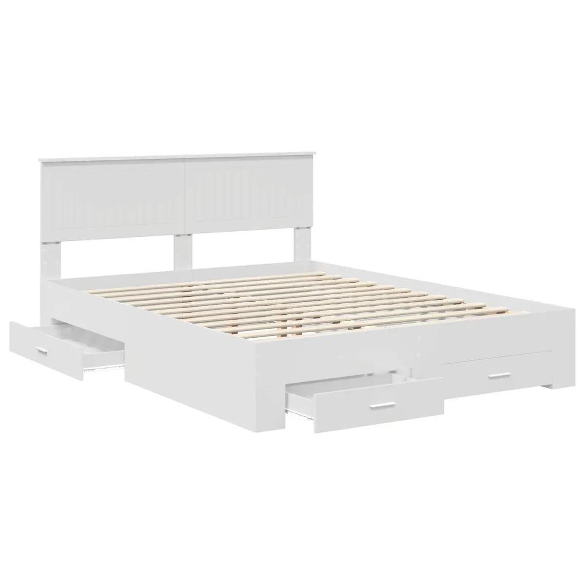 White Bed Frame with Storage Drawers 150 x 200 cm