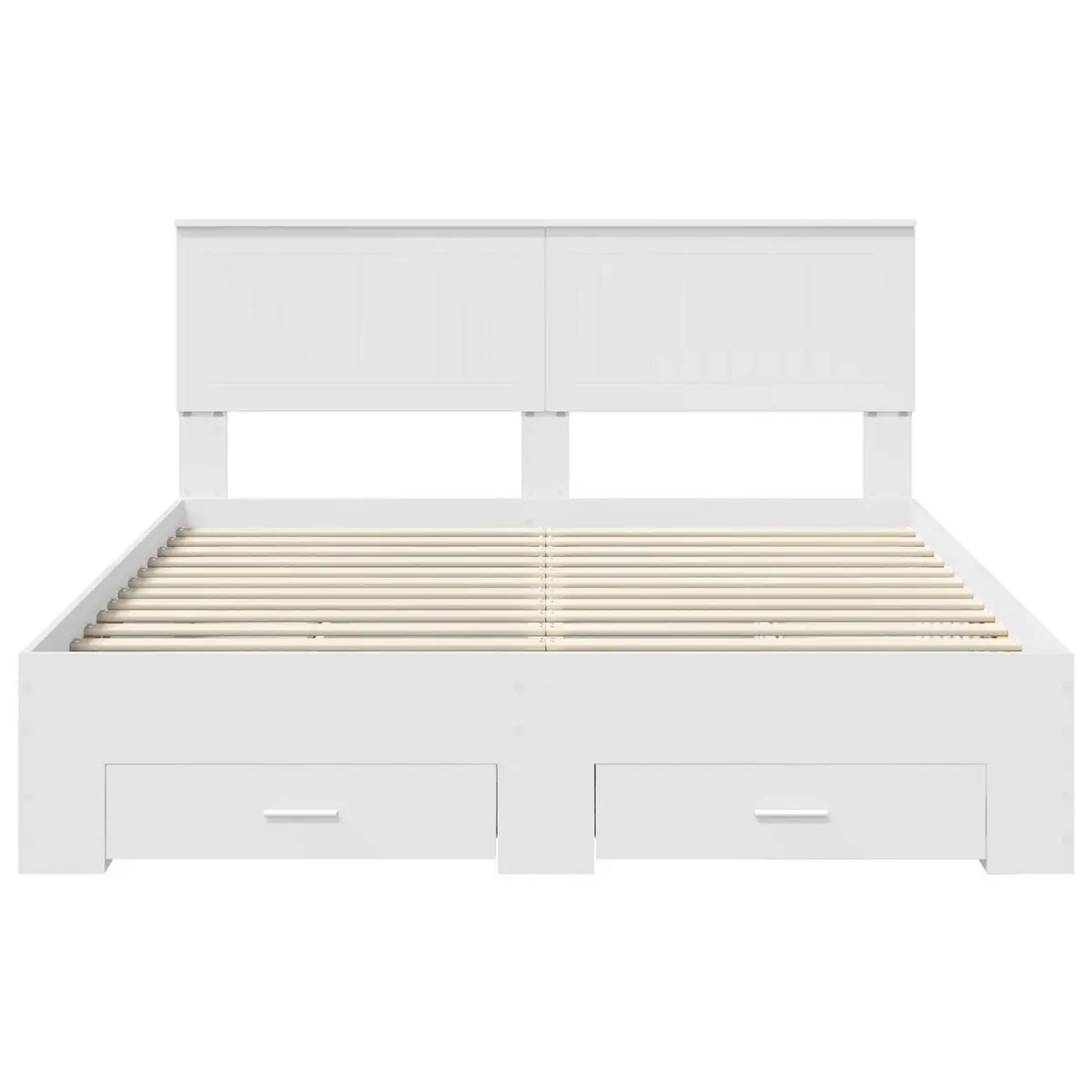 White Bed Frame with Storage Drawers 150 x 200 cm