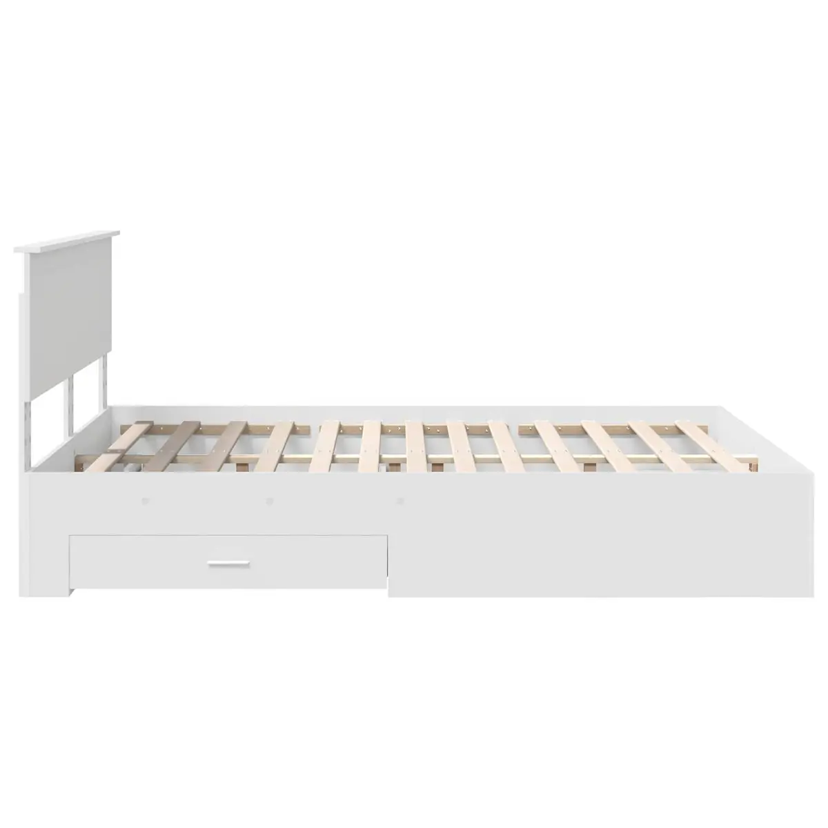 White Bed Frame with Storage Drawers 150 x 200 cm