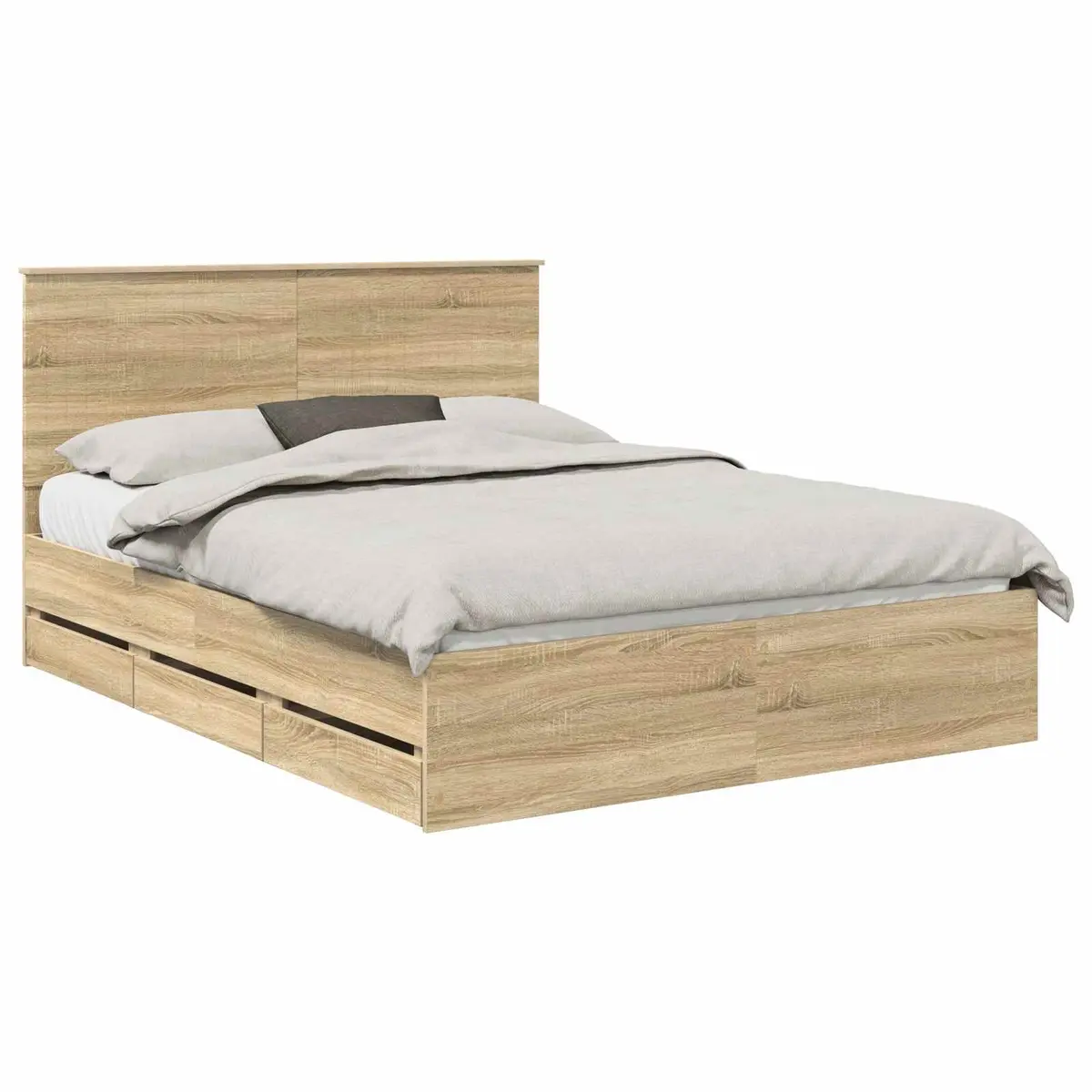 Sonoma Oak Bed Frame with Drawer Storage 150 x 200 cm
