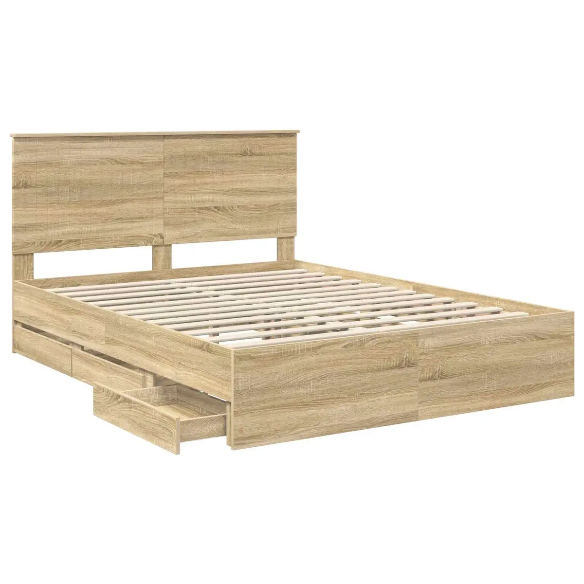 Sonoma Oak Bed Frame with Drawer Storage 150 x 200 cm