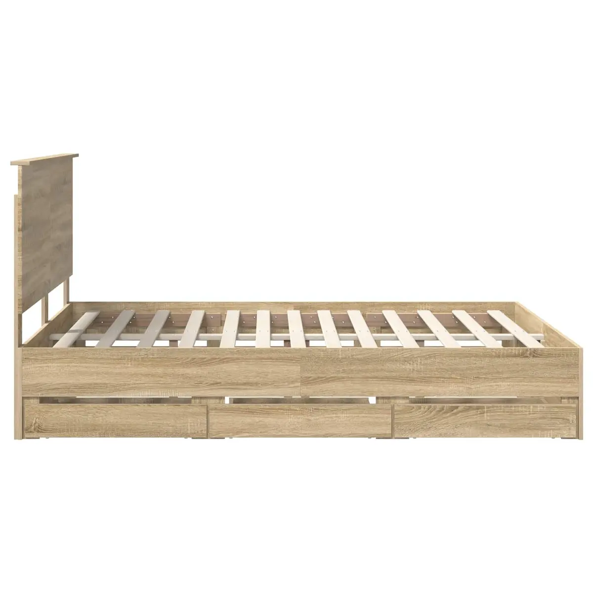 Sonoma Oak Bed Frame with Drawer Storage 150 x 200 cm