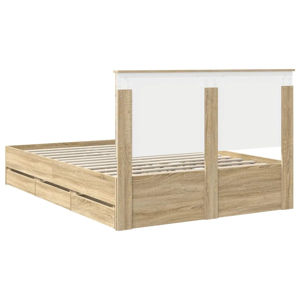 Bed Frame Engineered Wood 135 x 190 cm Brown Sonoma Oak