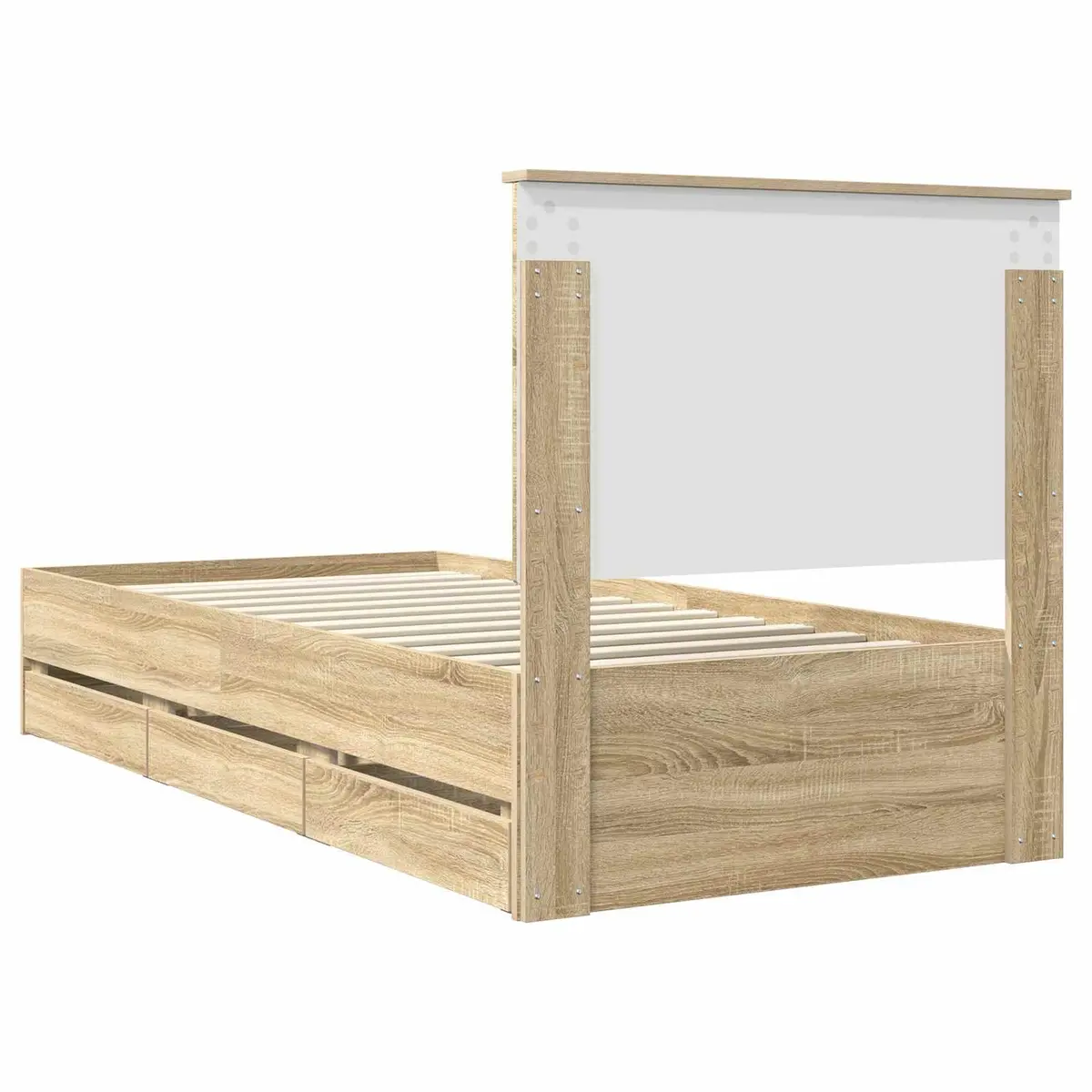 Sonoma Oak Bed Frame with Integrated Drawer Storage 90 x 190 cm