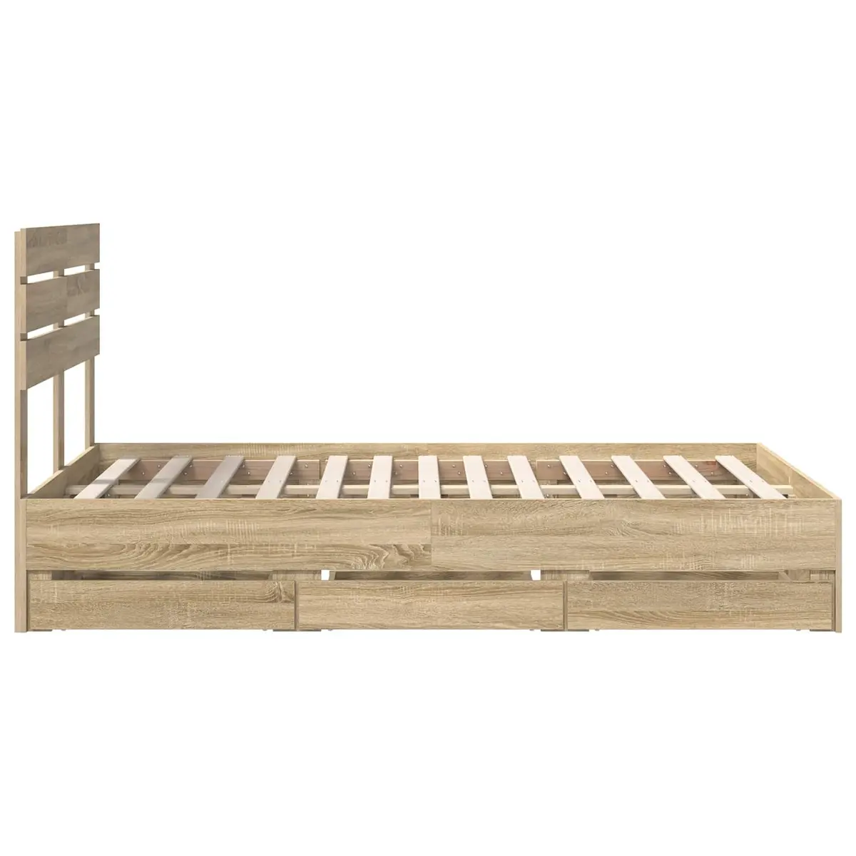 Bed Frame Engineered Wood 135 x 190 cm Brown Sonoma Oak