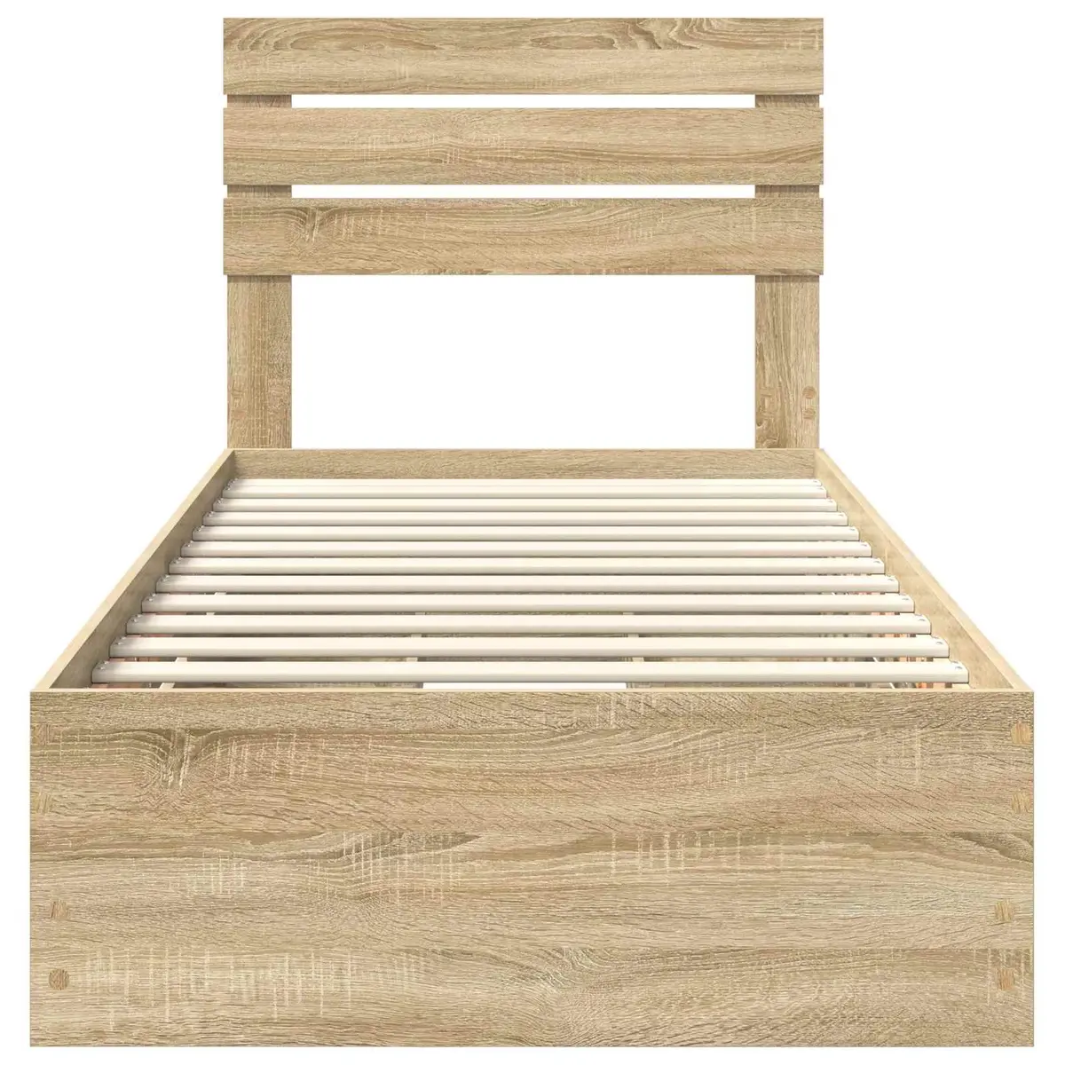 Brown Engineered Wood Bed Frame with Drawer