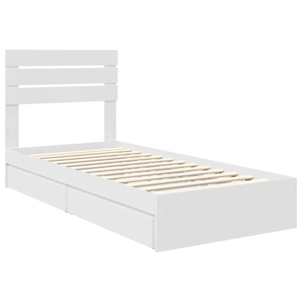 White Storage Bed with Integrated Headboard 90 x 190 cm