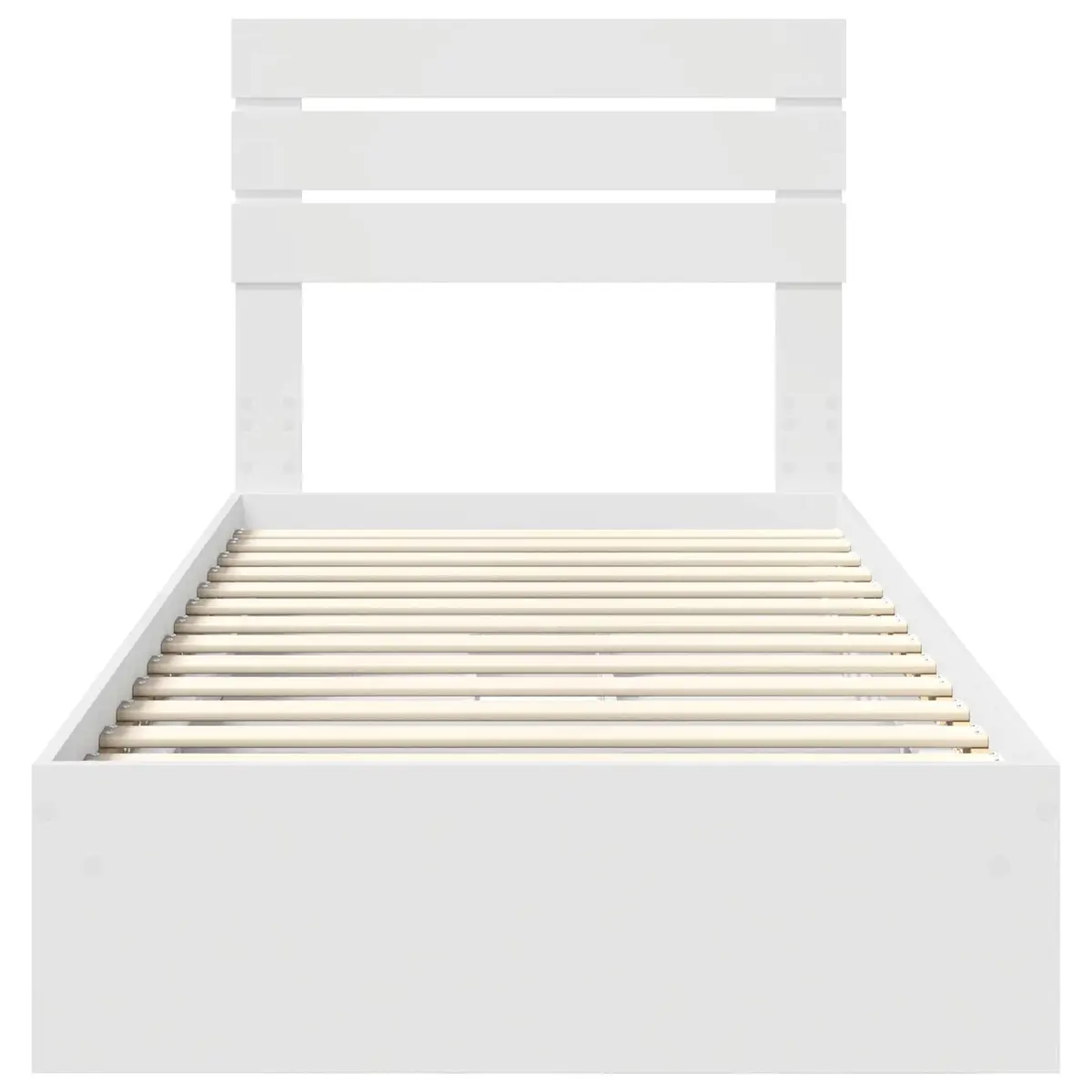 White Storage Bed with Integrated Headboard 90 x 190 cm