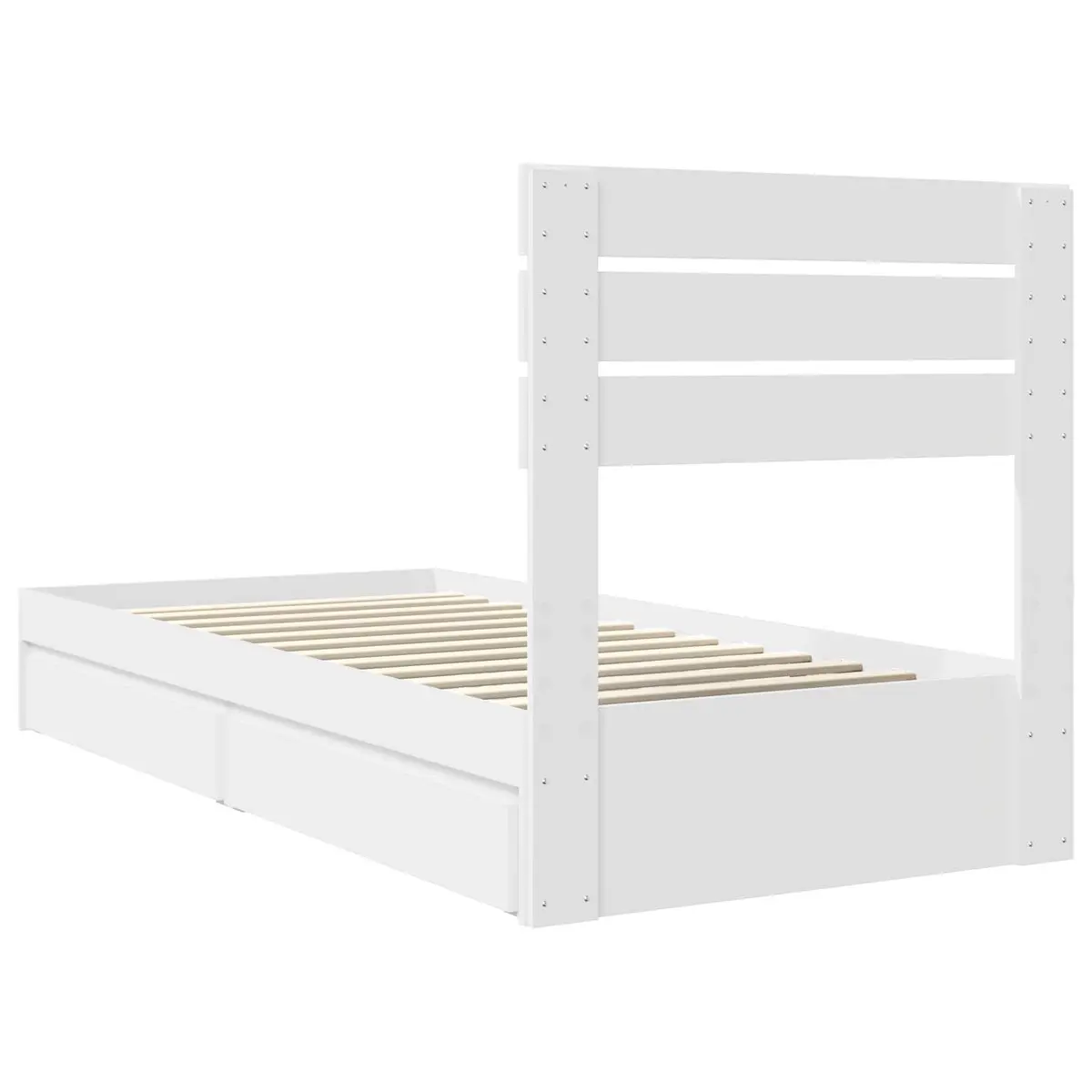 White Storage Bed with Integrated Headboard 90 x 190 cm