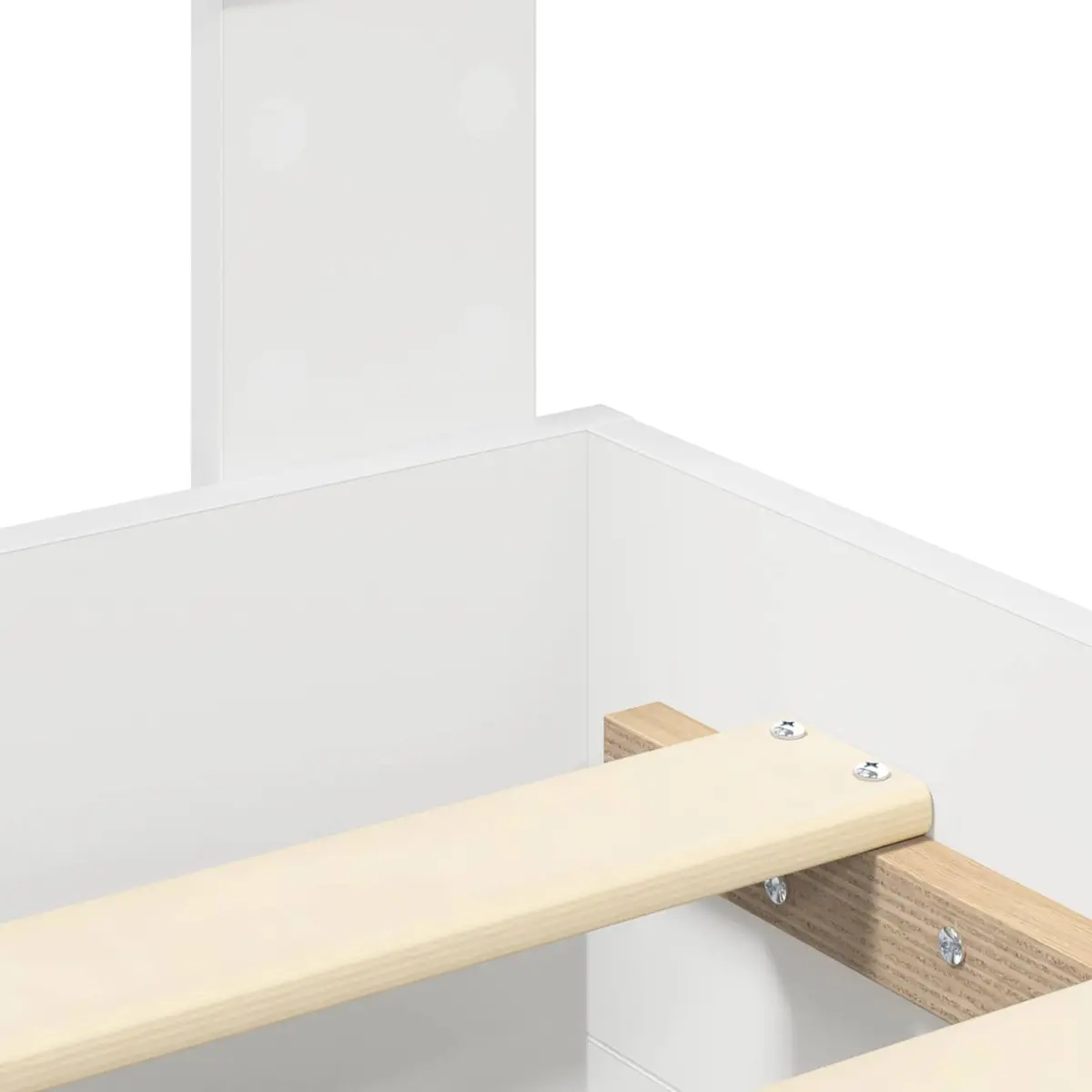 White Bed Frame with Storage Headboard