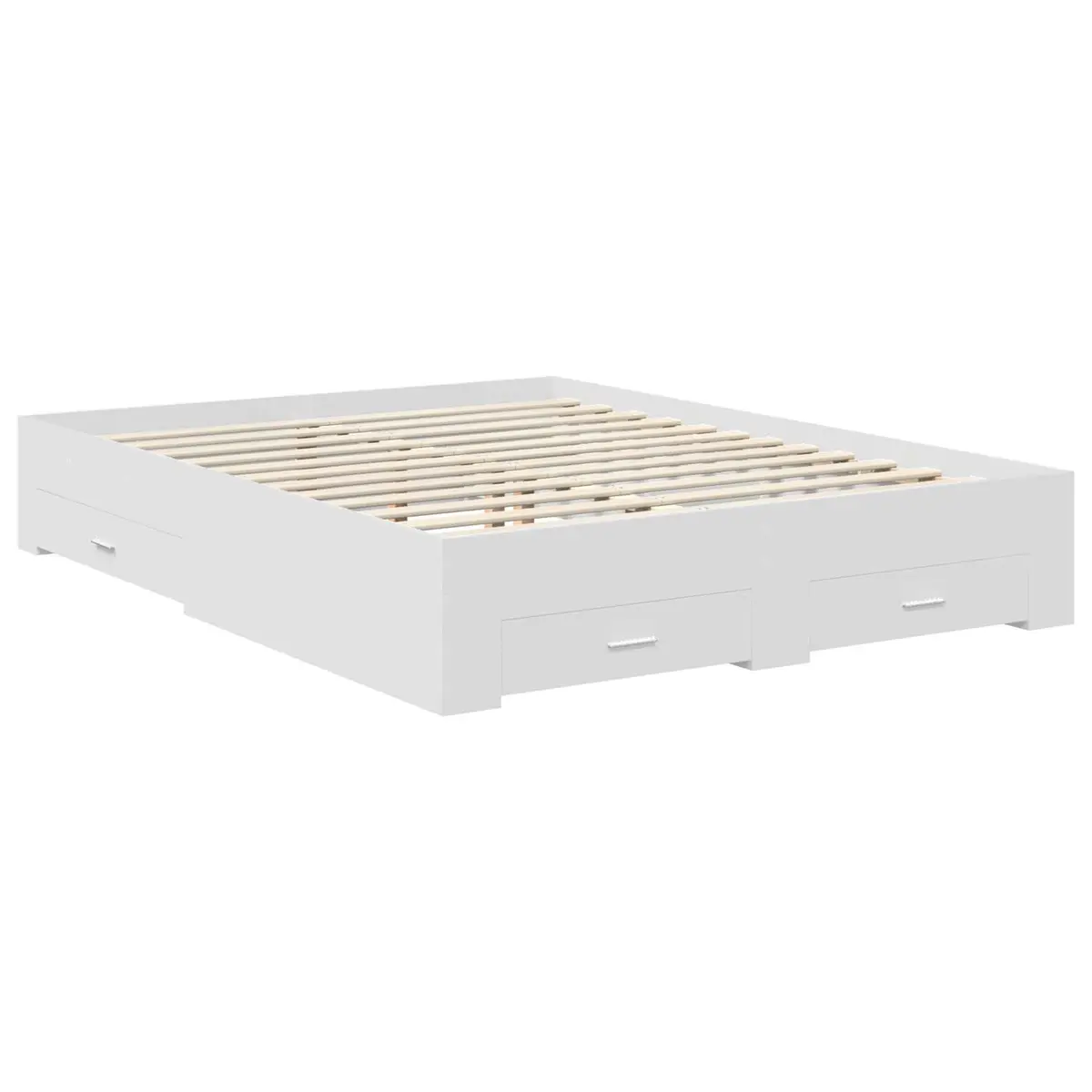 White Bed Frame with Storage Headboard