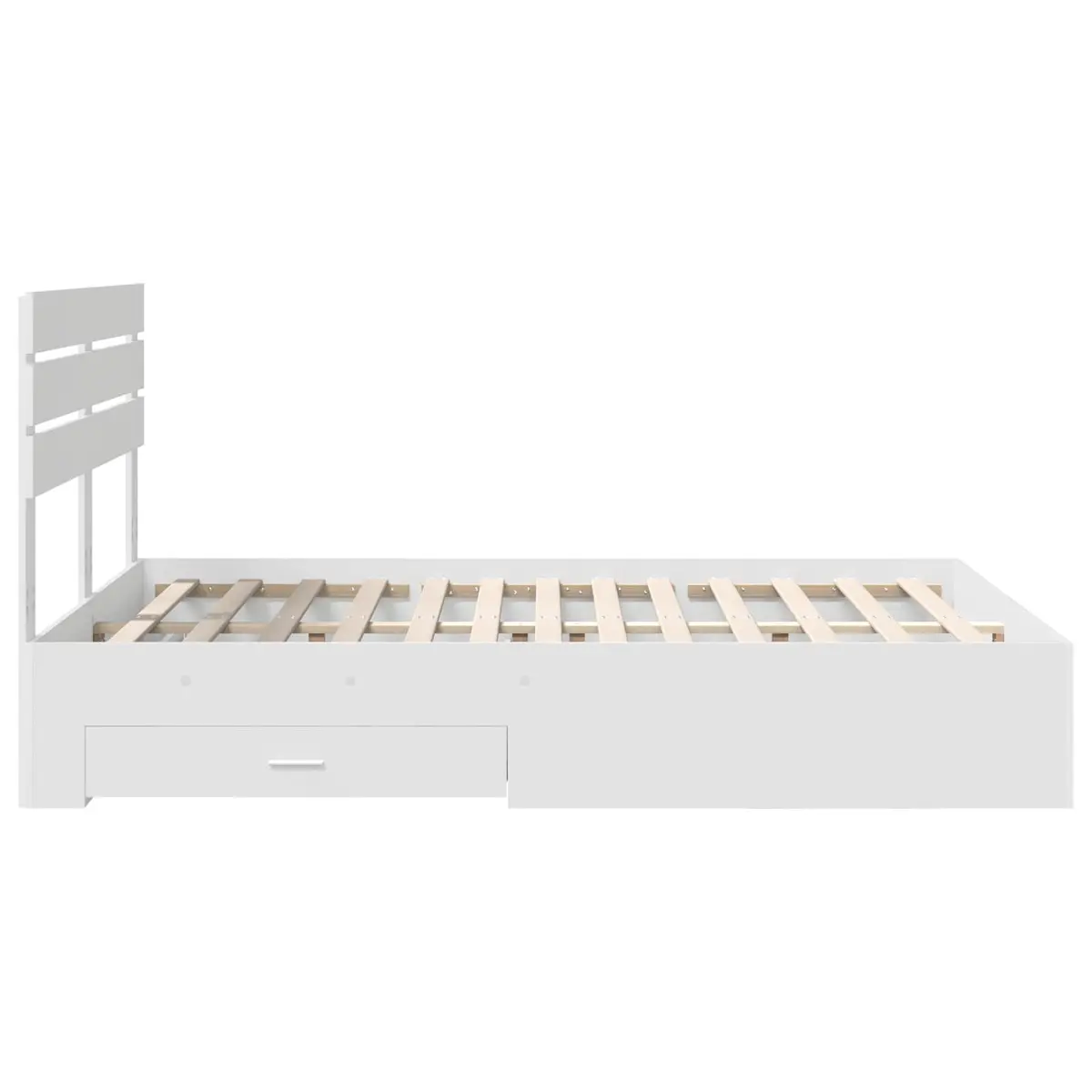 White Bed Frame with Storage Headboard