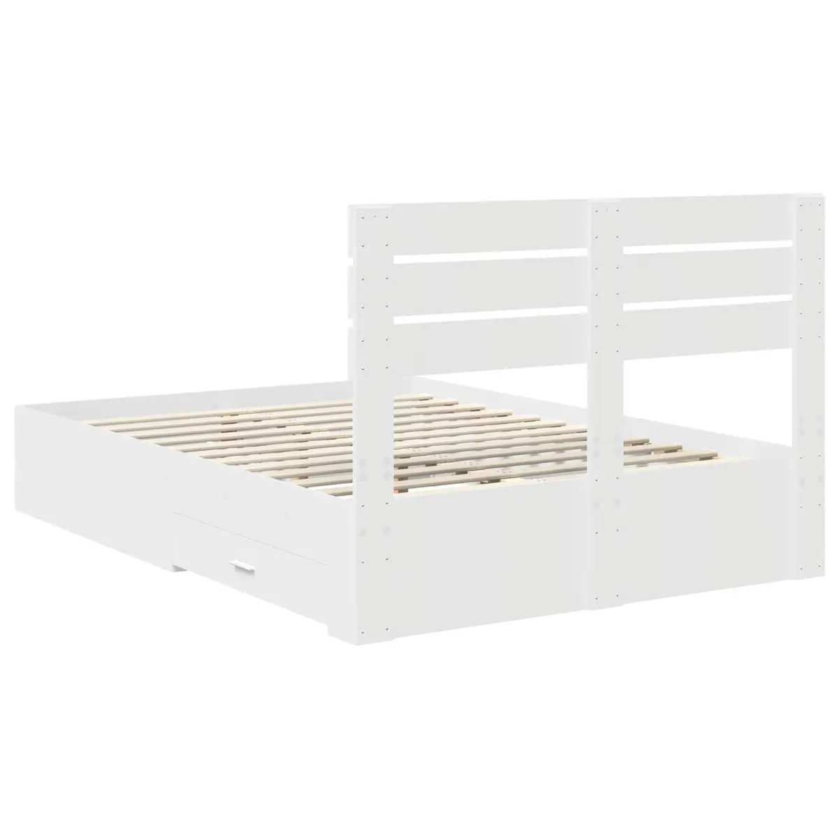 White Bed Frame with Storage Headboard