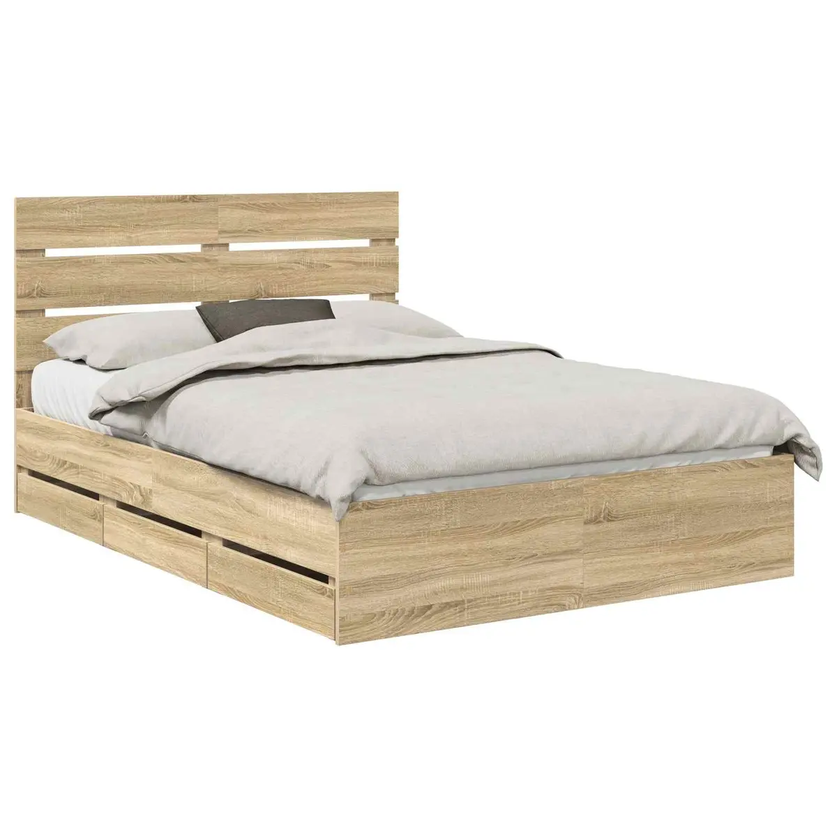 Bed Frame Engineered Wood 150 x 200 cm Brown Sonoma Oak