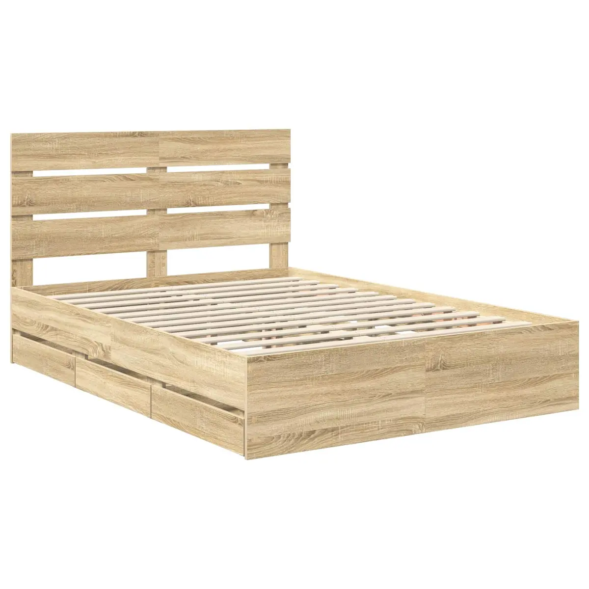 Bed Frame Engineered Wood 150 x 200 cm Brown Sonoma Oak