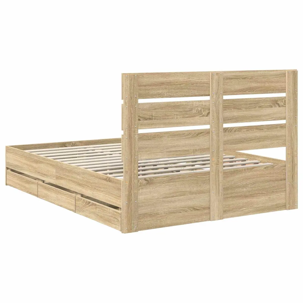 Bed Frame Engineered Wood 150 x 200 cm Brown Sonoma Oak