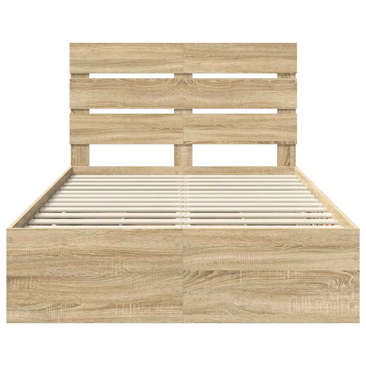 Brown Engineered Wood Bed Frame with Drawer