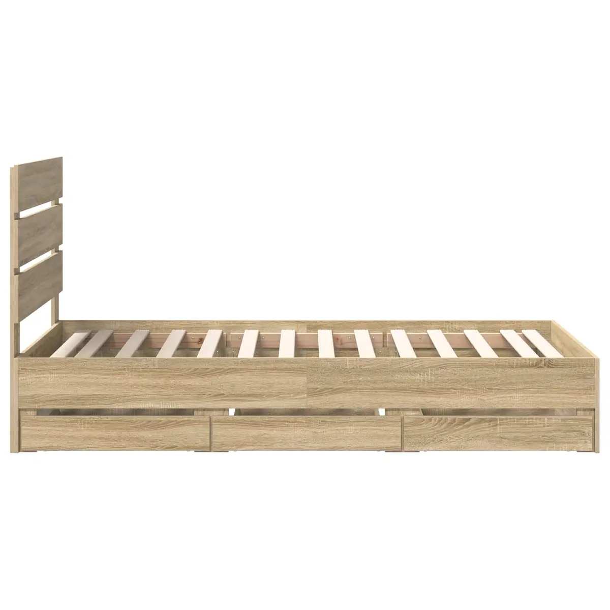 Bed Frame Engineered Wood 90 x 190 cm Brown Sonoma Oak