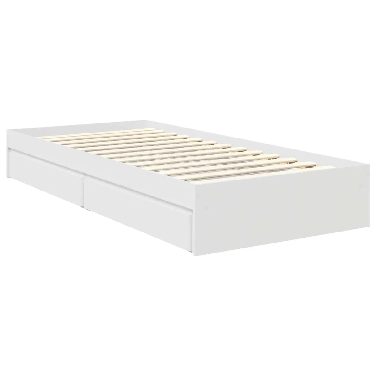 White Engineered Wood Storage Bed with Headboard 90 x 190 cm