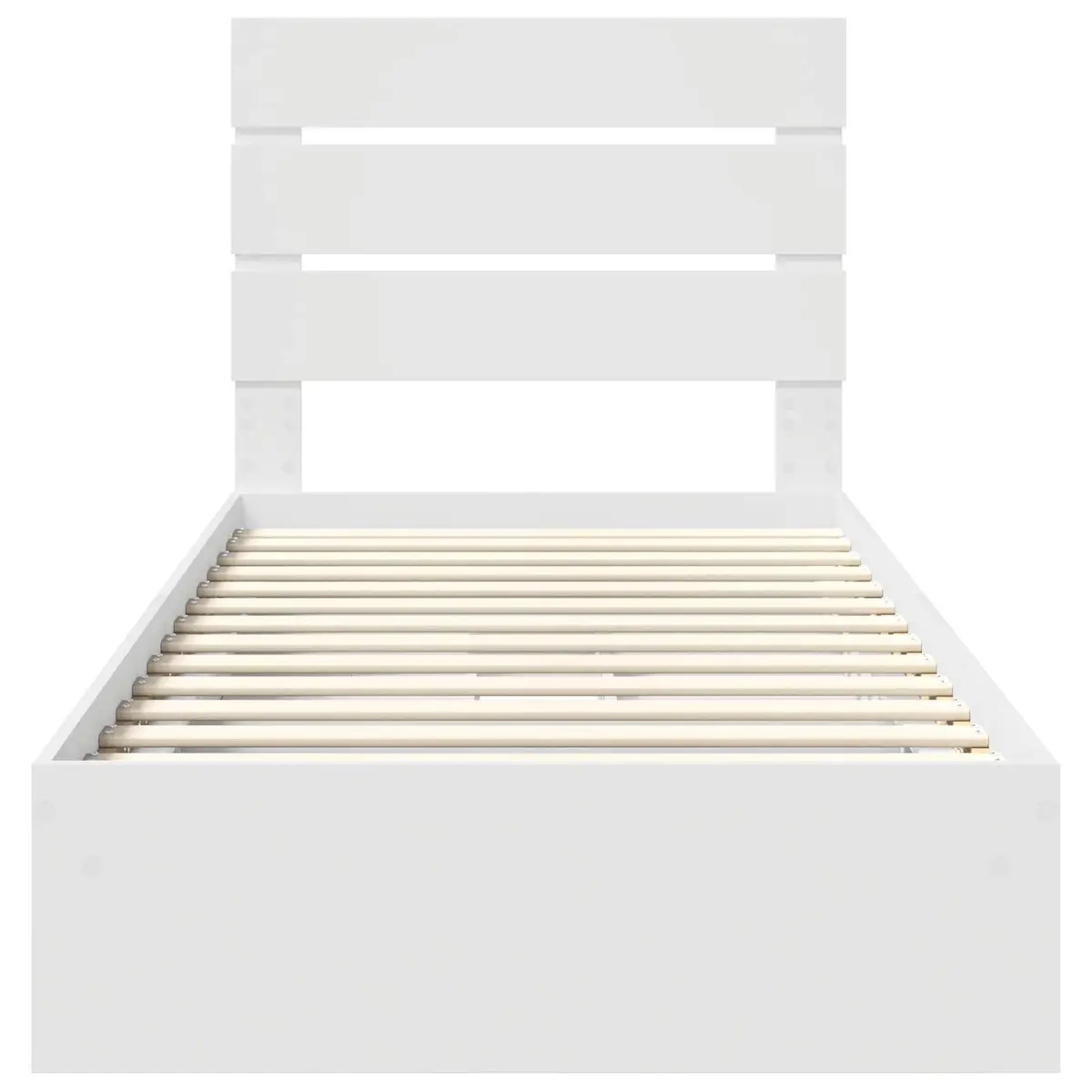 White Engineered Wood Storage Bed with Headboard 90 x 190 cm
