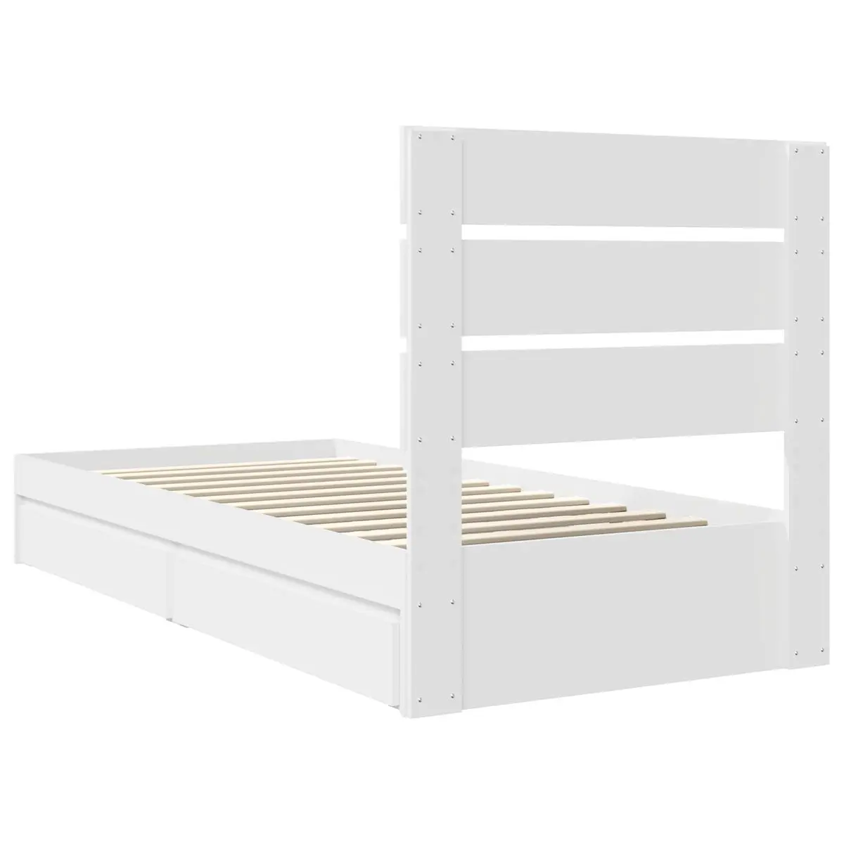 White Engineered Wood Storage Bed with Headboard 90 x 190 cm