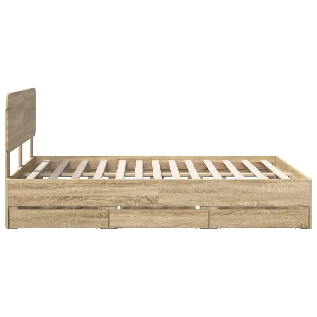 Engineered Wood Bed Frame with Hidden Storage Drawers