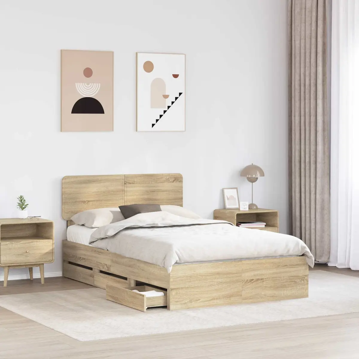 Bed Frame Engineered Wood 135 x 190 cm Brown