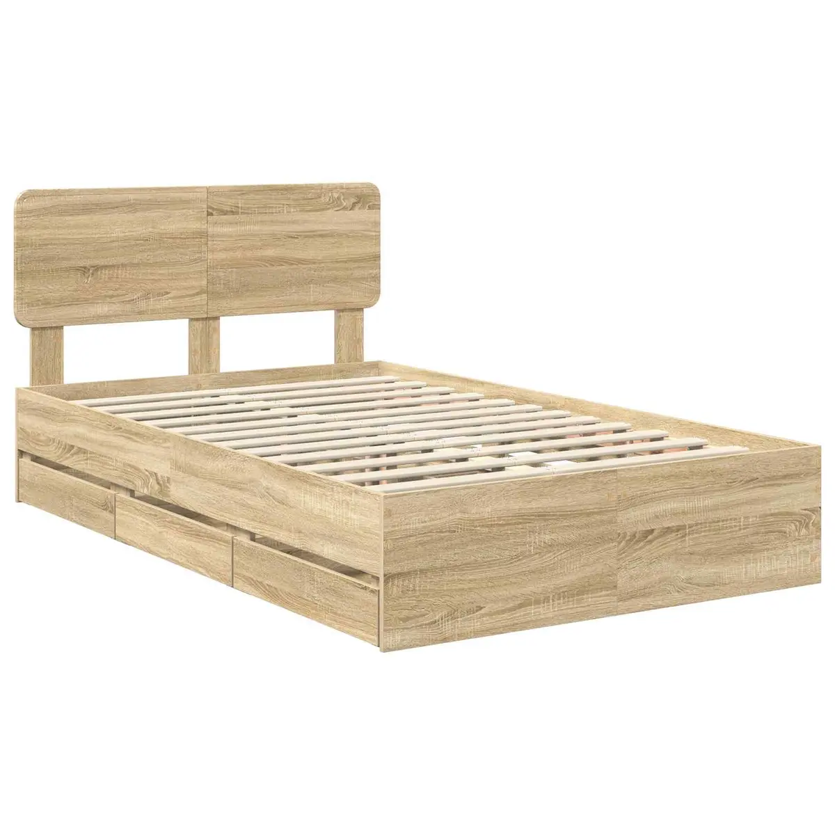 Bed Frame Engineered Wood 135 x 190 cm Brown