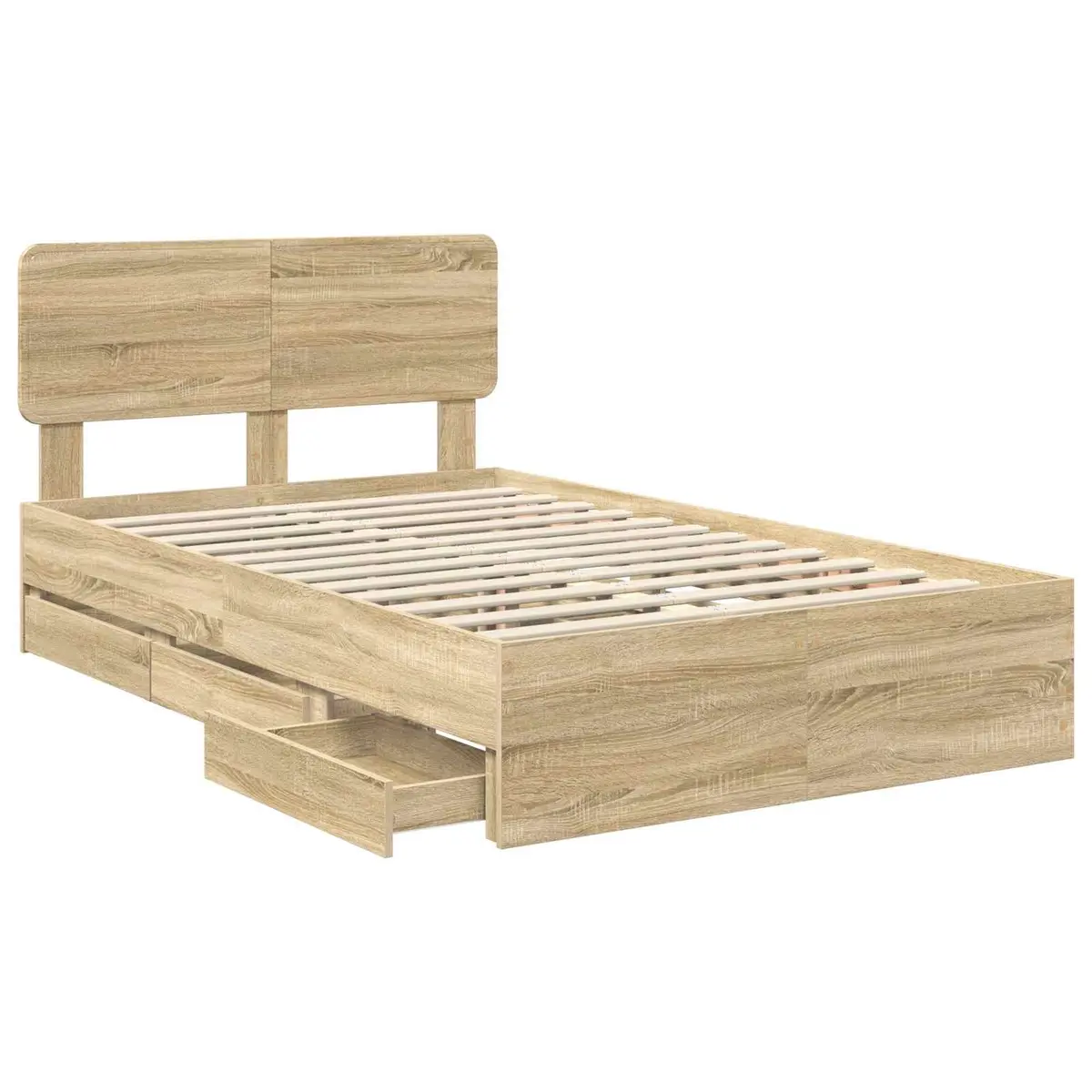 Bed Frame Engineered Wood 135 x 190 cm Brown