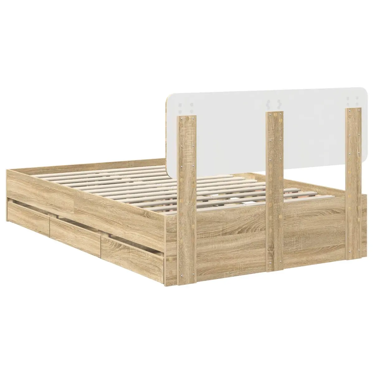 Bed Frame Engineered Wood 135 x 190 cm Brown