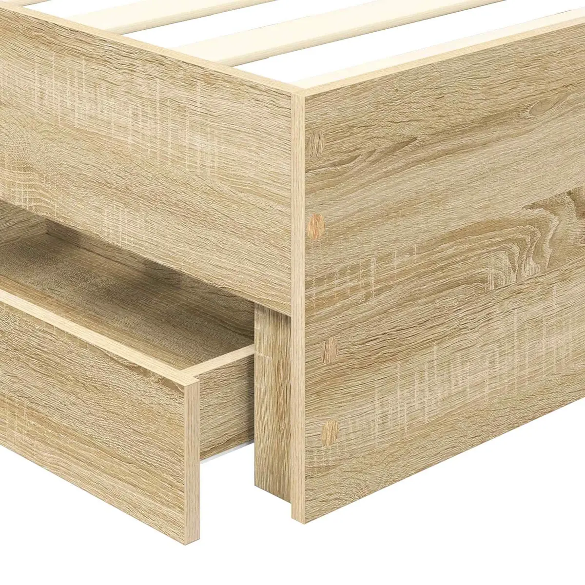 Bed Frame with Storage Drawers 90x190cm Brown