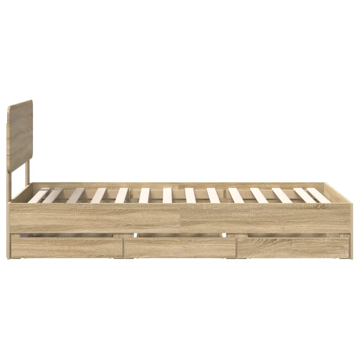 Bed Frame with Storage Drawers 90x190cm Brown