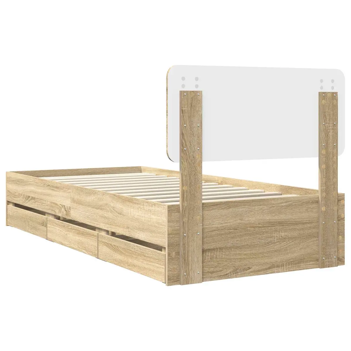Bed Frame with Storage Drawers 90x190cm Brown