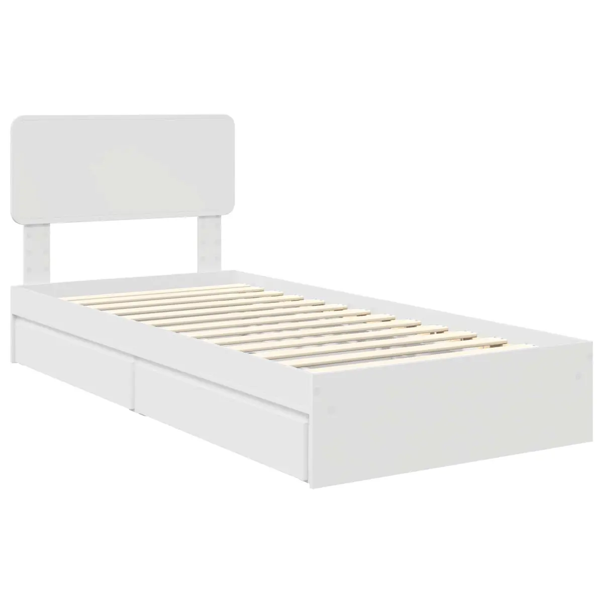 White Storage Bed Frame with Drawers 90 x 190 cm