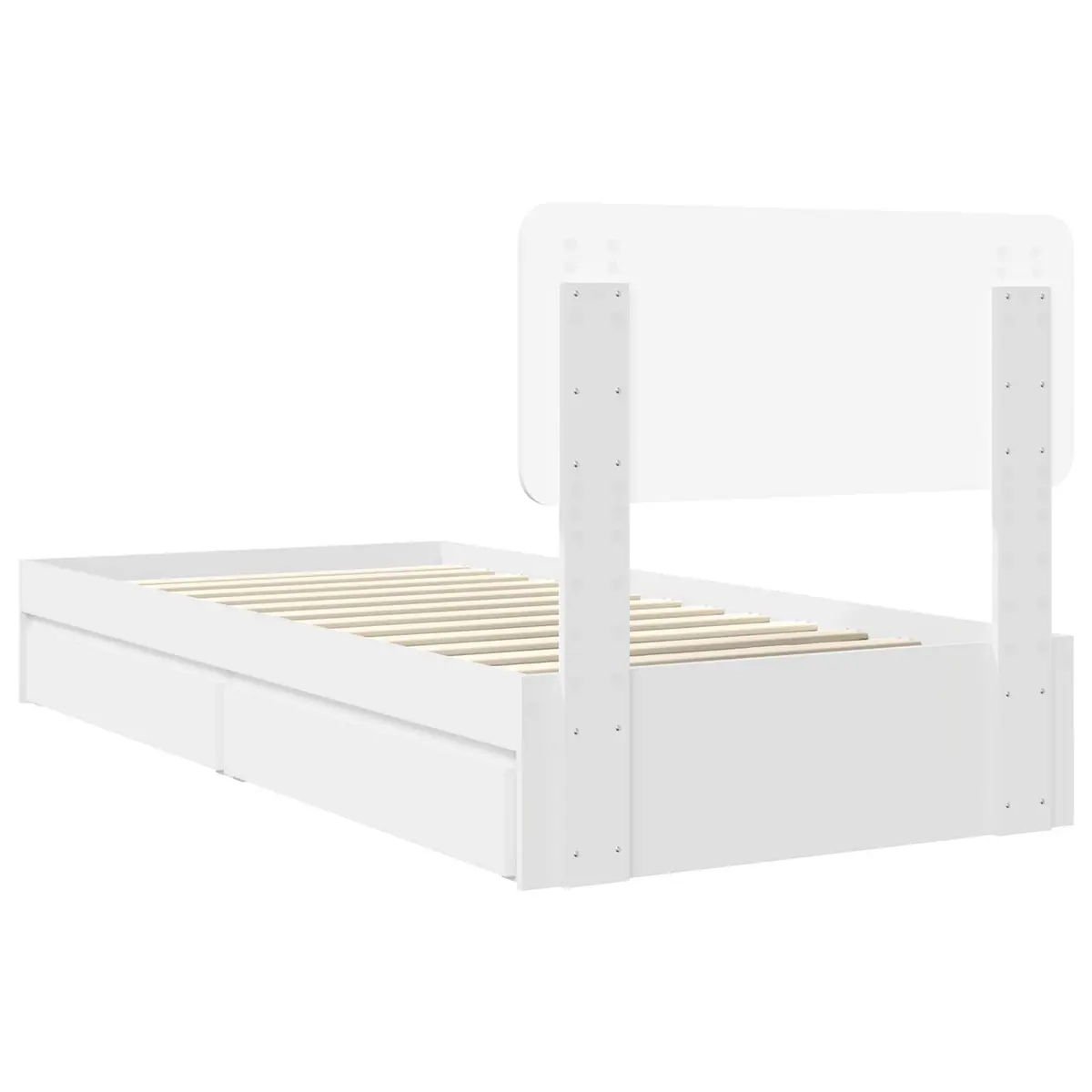 White Storage Bed Frame with Drawers 90 x 190 cm