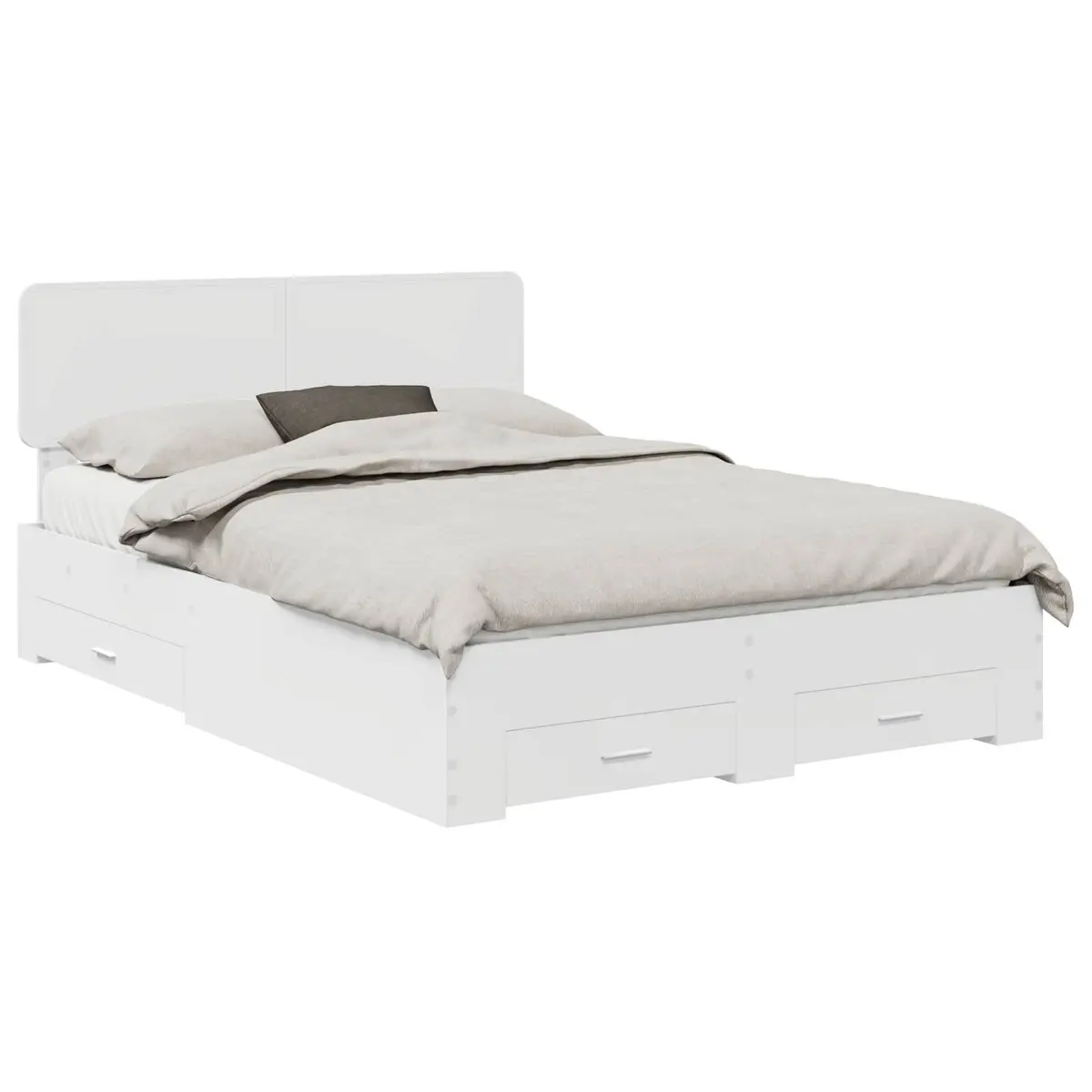 White Bed Frame with Storage Drawers 150 x 200 cm
