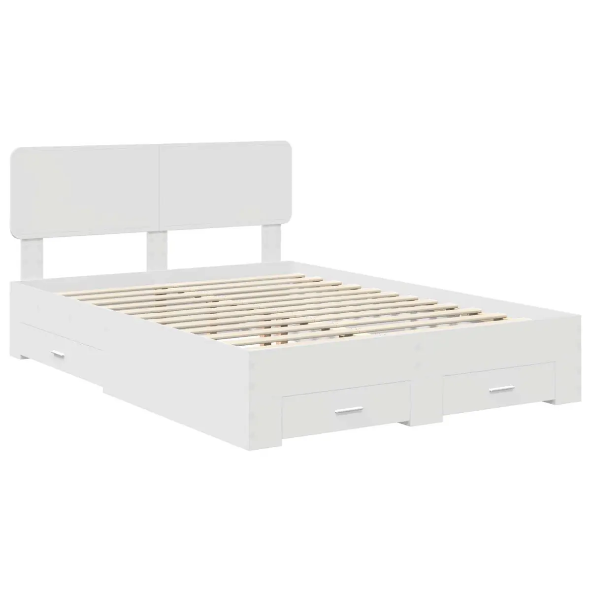 White Bed Frame with Storage Drawers 150 x 200 cm